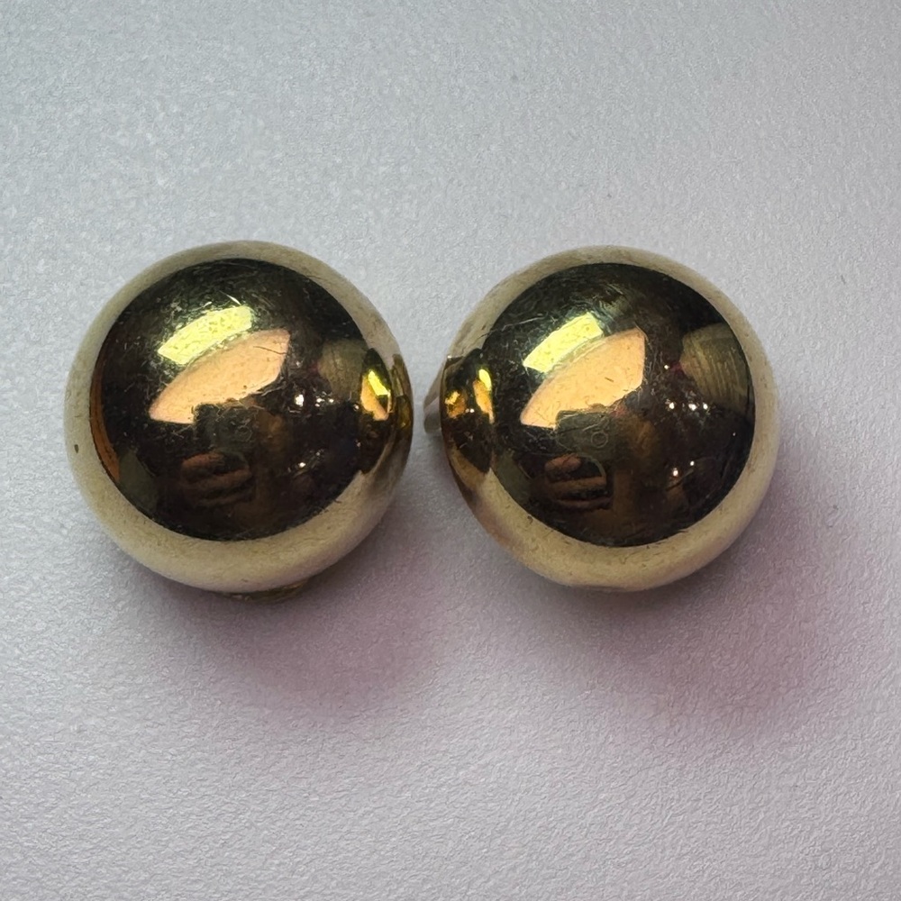 Vintage Sterling Silver 925 Gold Plated Spherical Clip-On Earrings Italy